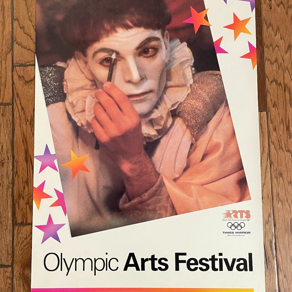 Vintage 1984 Los Angeles Olympic Arts Festival "Mime Clown" poster.